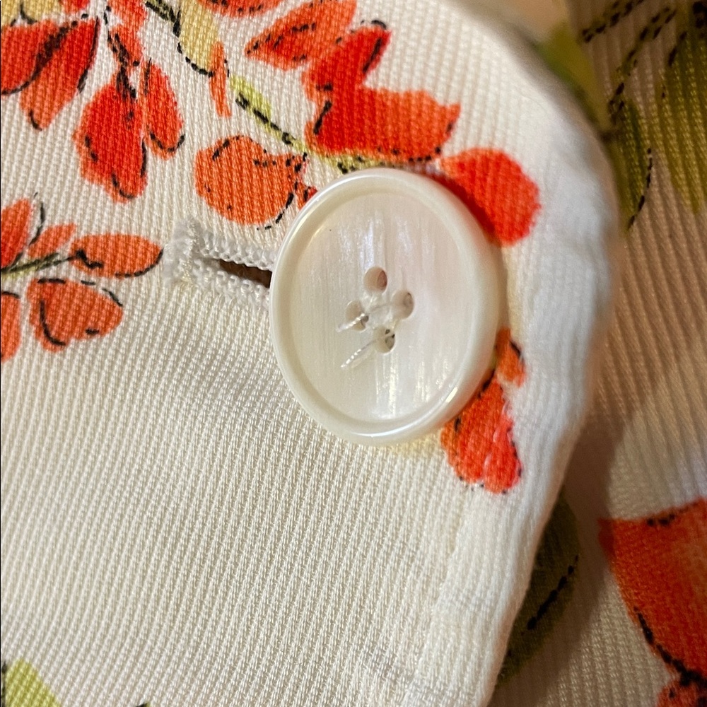Talbots Cream Floral Notch-Lapel Blazer with Pink & Orange Blooms - Picture 3 of 5